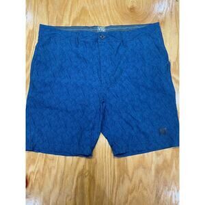 VTG 1946 Chino Shorts mens 36 Blue Leaf Pattern Performance Slash Pockets B67